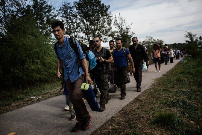 Refugees Cross into Hungary