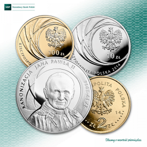 Od dziś w obiegu monety kolekcjonerskie NBP przed kanonizacją Jana Pawła II