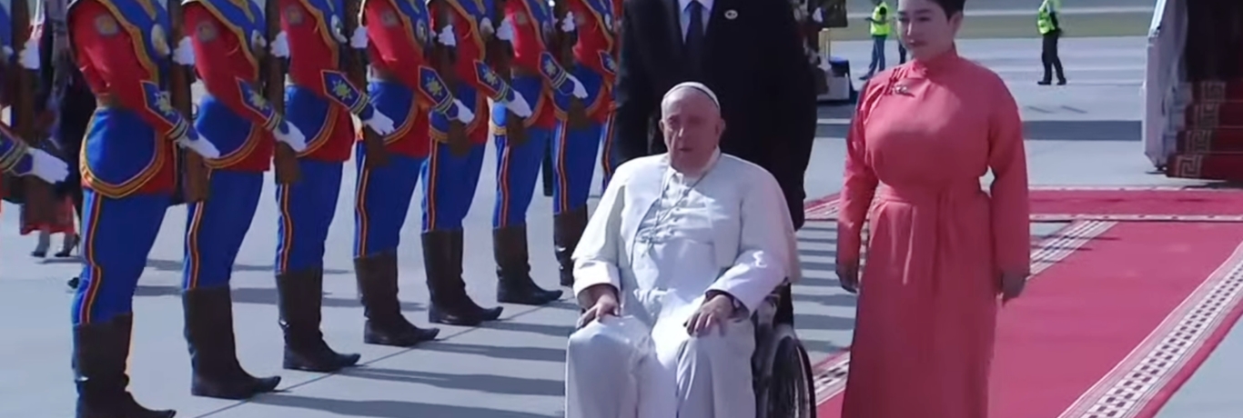 papież w Mongolii powitanie